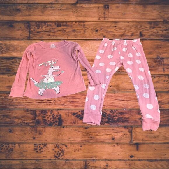 5 for $25🔥Carter's "Tutu Cute Too Sleep" Dinosaur Pajama Set Girls 24 Months - Picture 1 of 6
